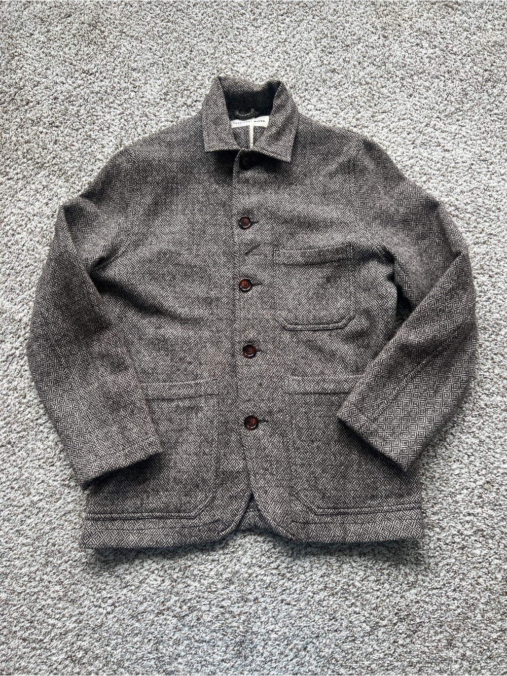 Textured Gray Herringbone Lightweight Shirt Jacket